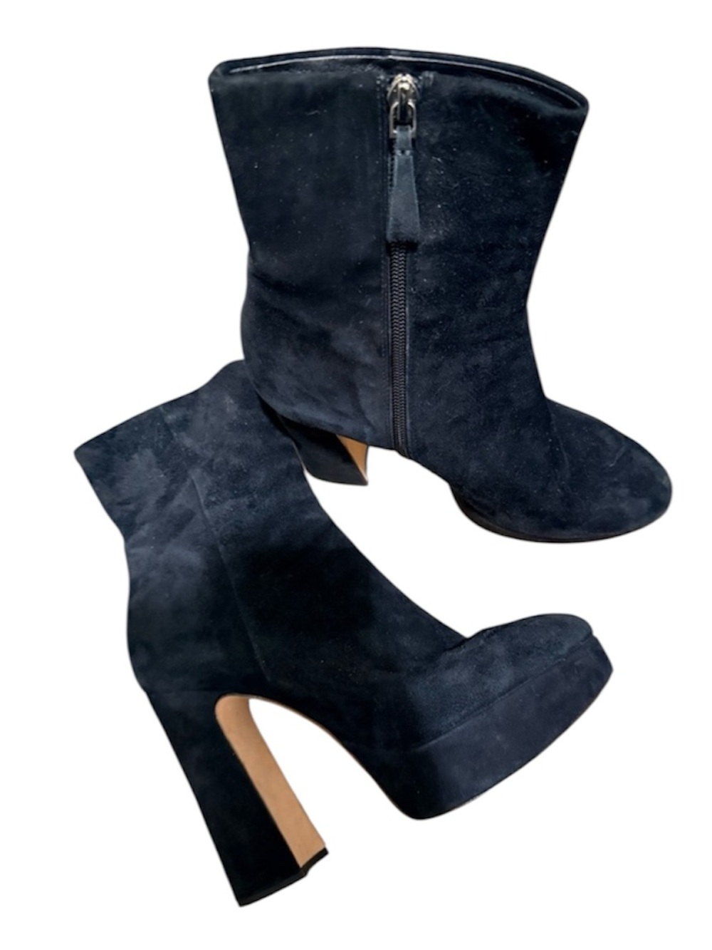 Alexandre Birman Black Suede Genuine Leather Platform Ankle Boots Booties 40/9.5 - Picture 2 of 4